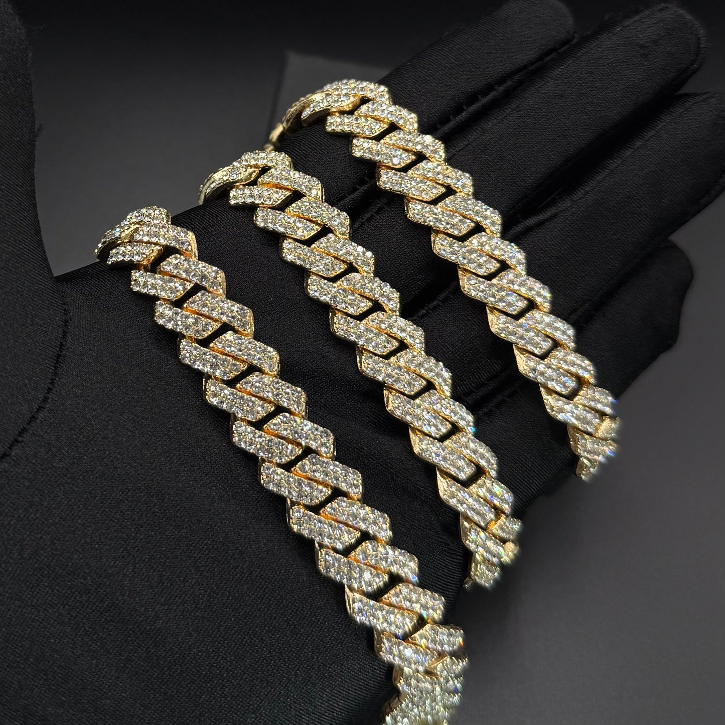 ICED OUT 14MM "GOLD PRONG CUBAN" KETTE - ICERAIN JEWELRY