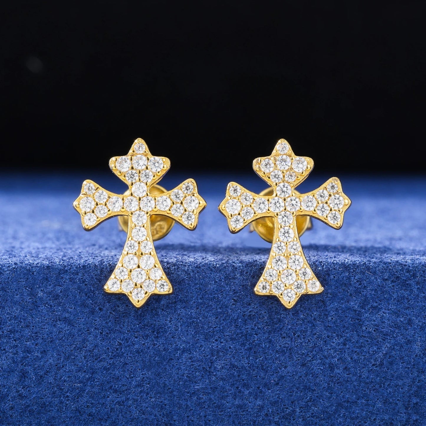 ICED OUT MOISSANITE "CROSS V4" WEISSGOLD 925S SILVER OHRRINGE - ICERAIN JEWELRY