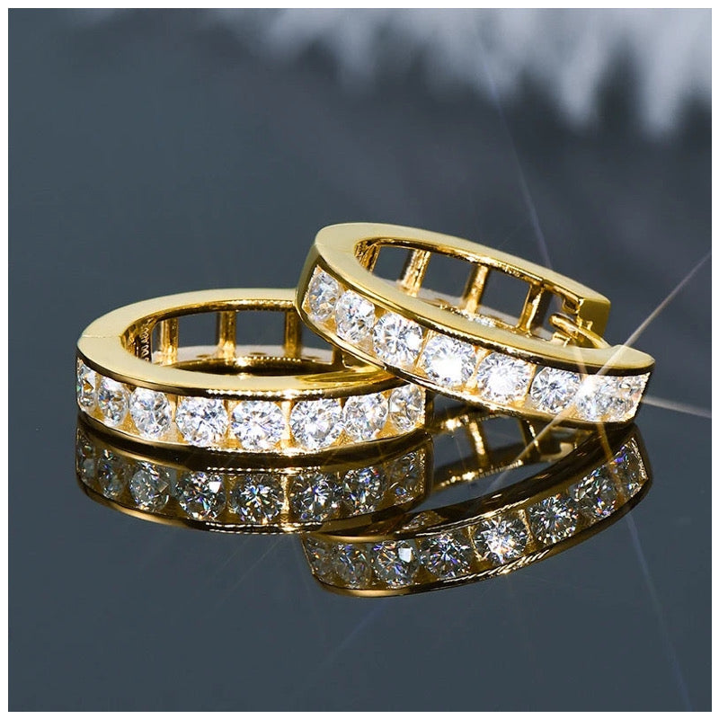 ICED OUT MOISSANITE "GOLD CREOLES" WEISSGOLD 925S SILVER OHRRINGE - ICERAIN JEWELRY