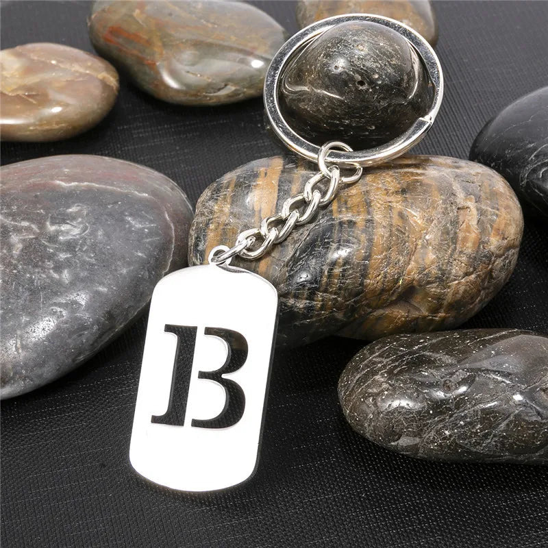 PERSONALISIERTER EDELSTAHL ANFANGSBUCHSTABE "WALLERO" SCHLÜSSELANHÄNGER - ICERAIN JEWELRY
