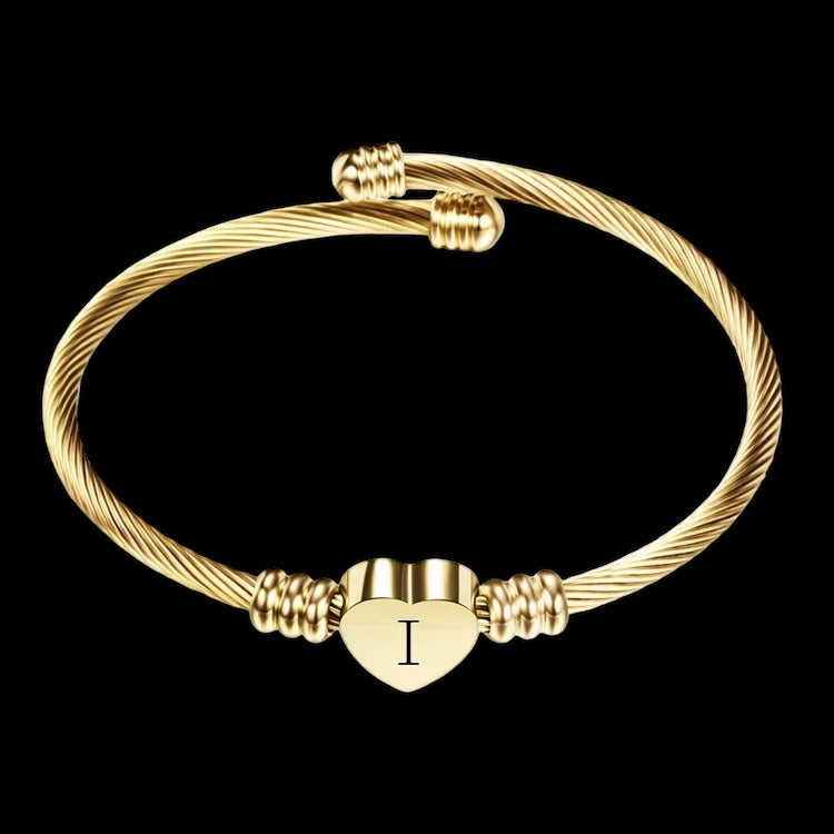PERSONALISIERTES EDELSTAHL ANFANGSBUCHSTABEN "HEART" ARMBAND