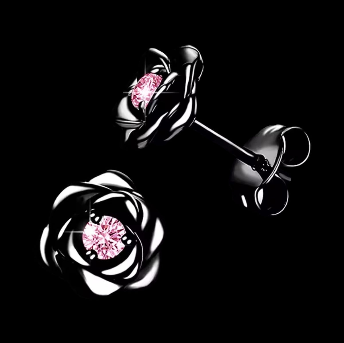 SALE | ICED OUT "BLACK/PINK ROSE" OHRRINGE - ICERAIN JEWELRY