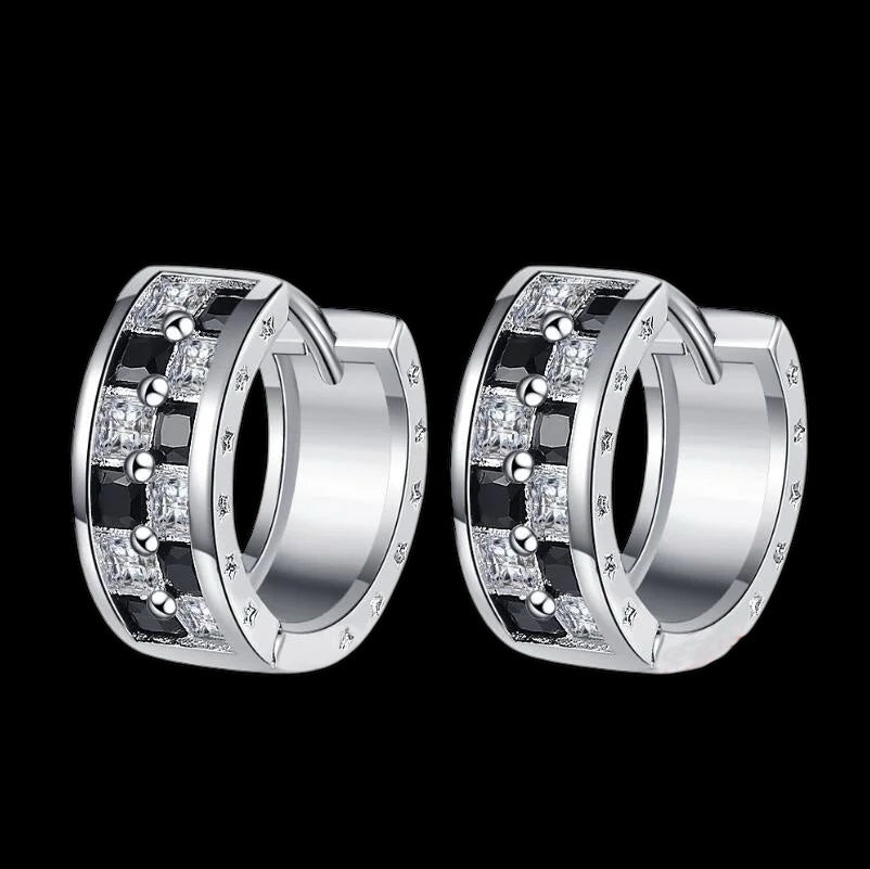 ICED OUT MOISSANITE "SILVER/BLACK CREOLES" WEISSGOLD 925S SILVER OHRRINGE - ICERAIN JEWELRY