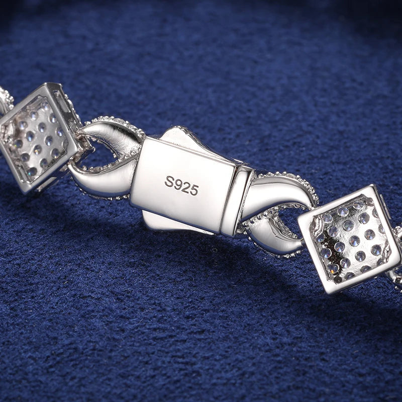 ICED OUT 11MM MOISSANITE "INFINITY SQUARE" WEISSGOLD 925S SILVER ARMBAND - ICERAIN JEWELRY