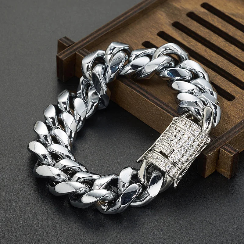 ICED OUT "SILVER CUBAN" ARMBAND - ICERAIN JEWELRY