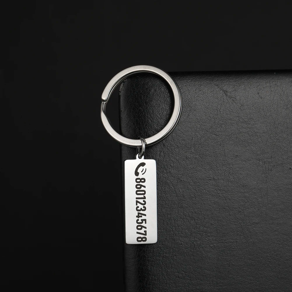 PERSONALISIERTER EDELSTAHL "PHONE NUMERO" SCHLÜSSELANHÄNGER - ICERAIN JEWELRY