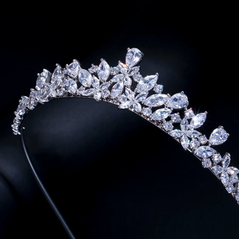 ICED OUT "FLORAL RADIANCE" DIADEM/TIARA - ICERAIN JEWELRY
