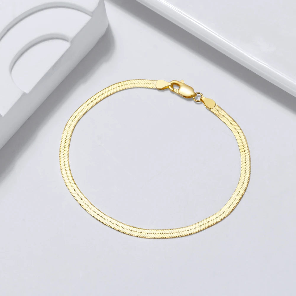 925S SILVER 18K GOLD "HERRINGBONE" ARMBAND - ICERAIN JEWELRY