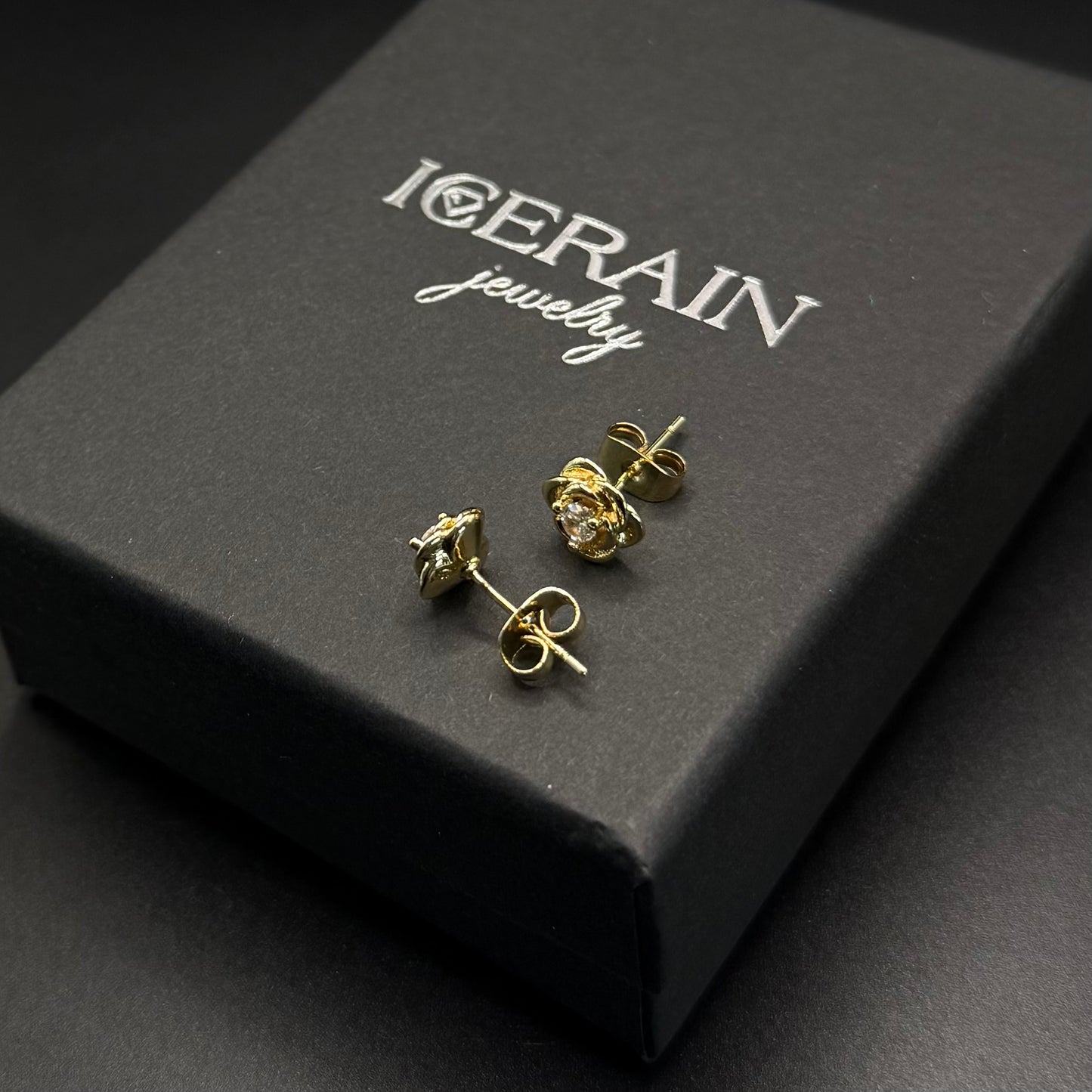 ICED OUT "GOLD ROSE" OHRRINGE - ICERAIN JEWELRY