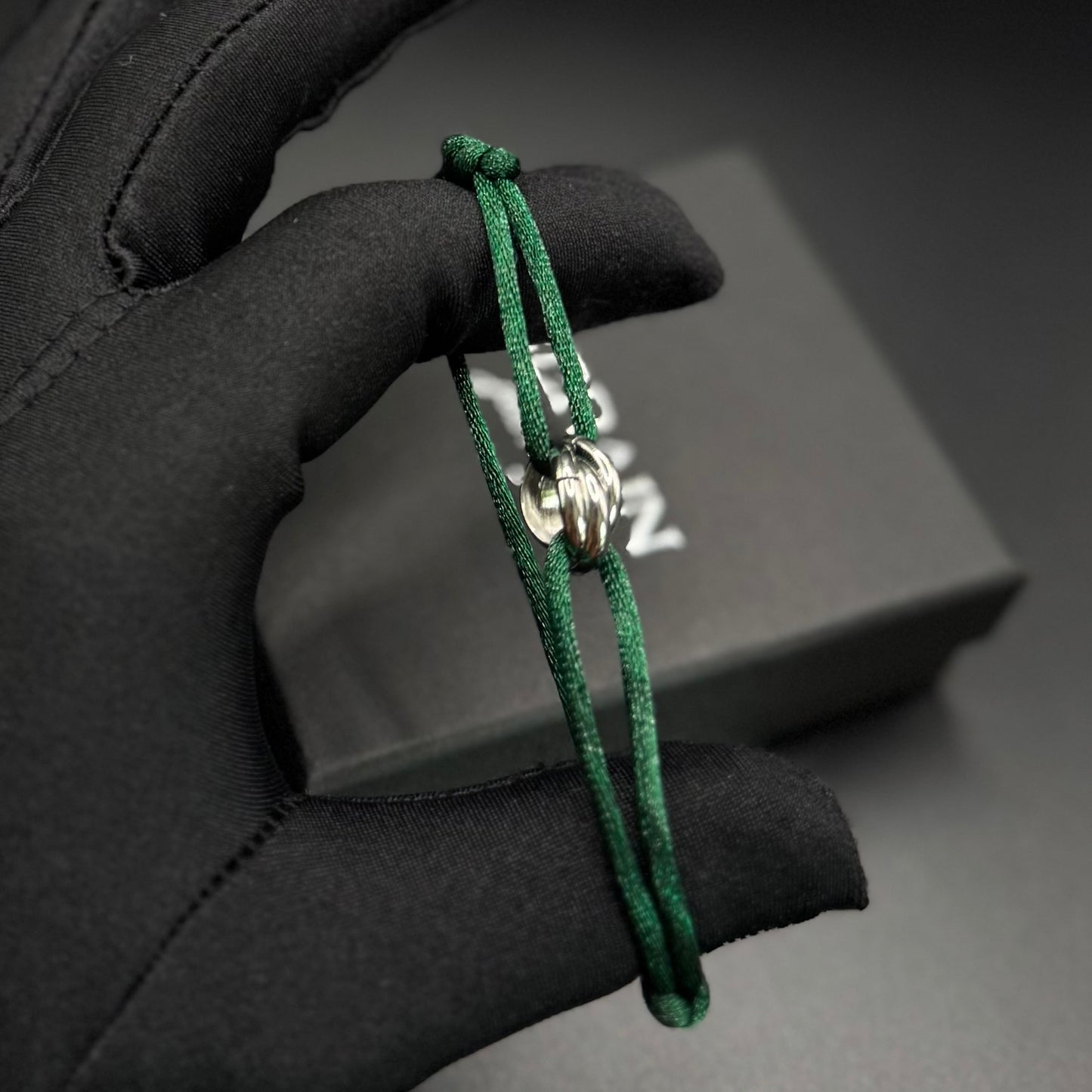 SALE | STOFF/EDELSTAHL "GREEN/SILVER TRICOLOR" ARMBAND - ICERAIN JEWELRY