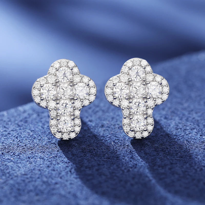 ICED OUT MOISSANITE "CROSS V5" WEISSGOLD 925S SILVER OHRRINGE - ICERAIN JEWELRY
