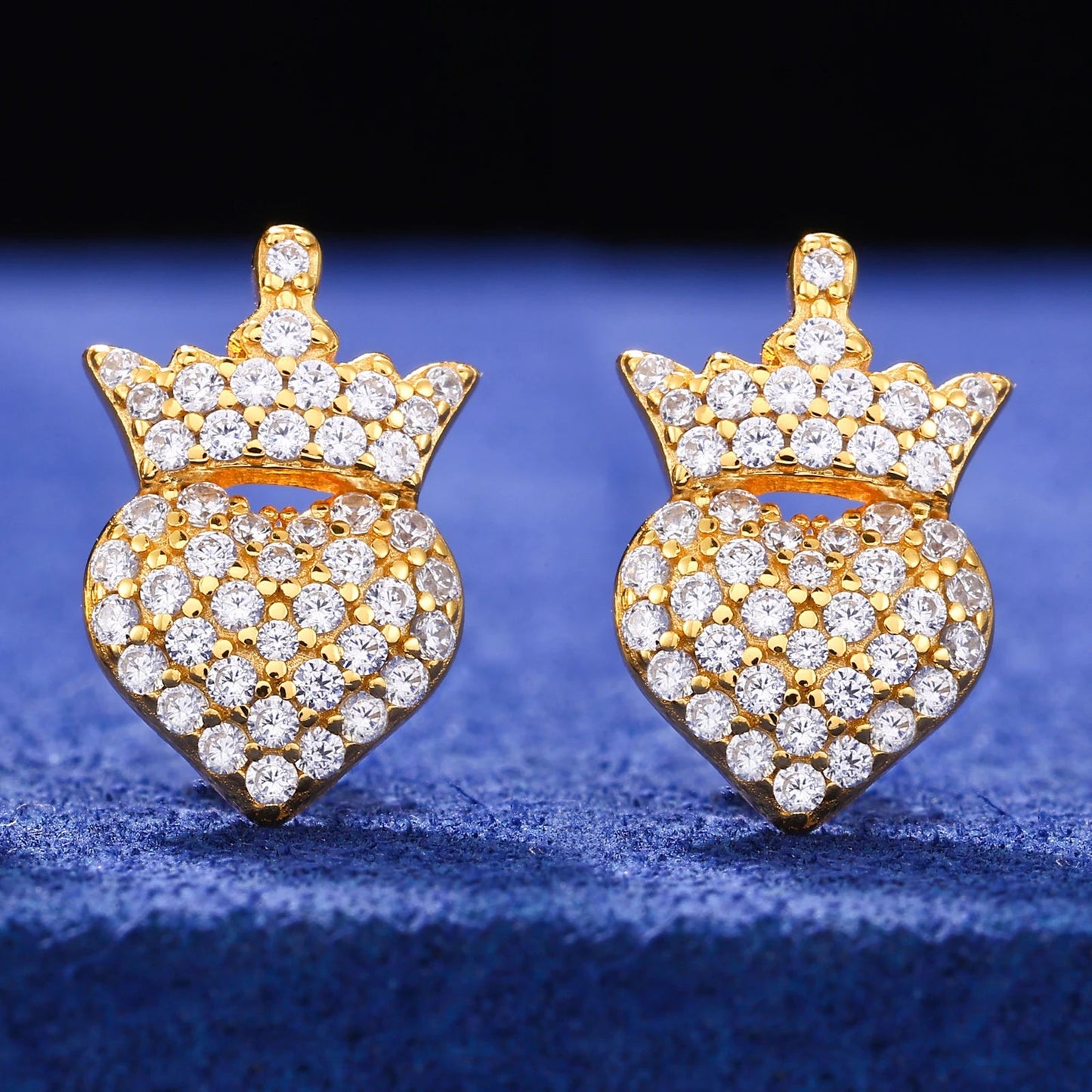 ICED OUT MOISSANITE "CROWN HEART" WEISSGOLD 925S SILVER OHRRINGE - ICERAIN JEWELRY