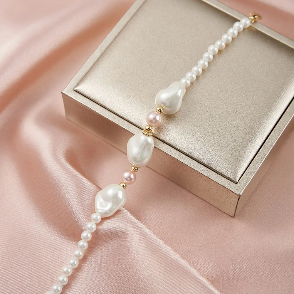 925S SILVER 14K GOLD "BAROQUE PEARL MIX" ARMBAND - ICERAIN JEWELRY