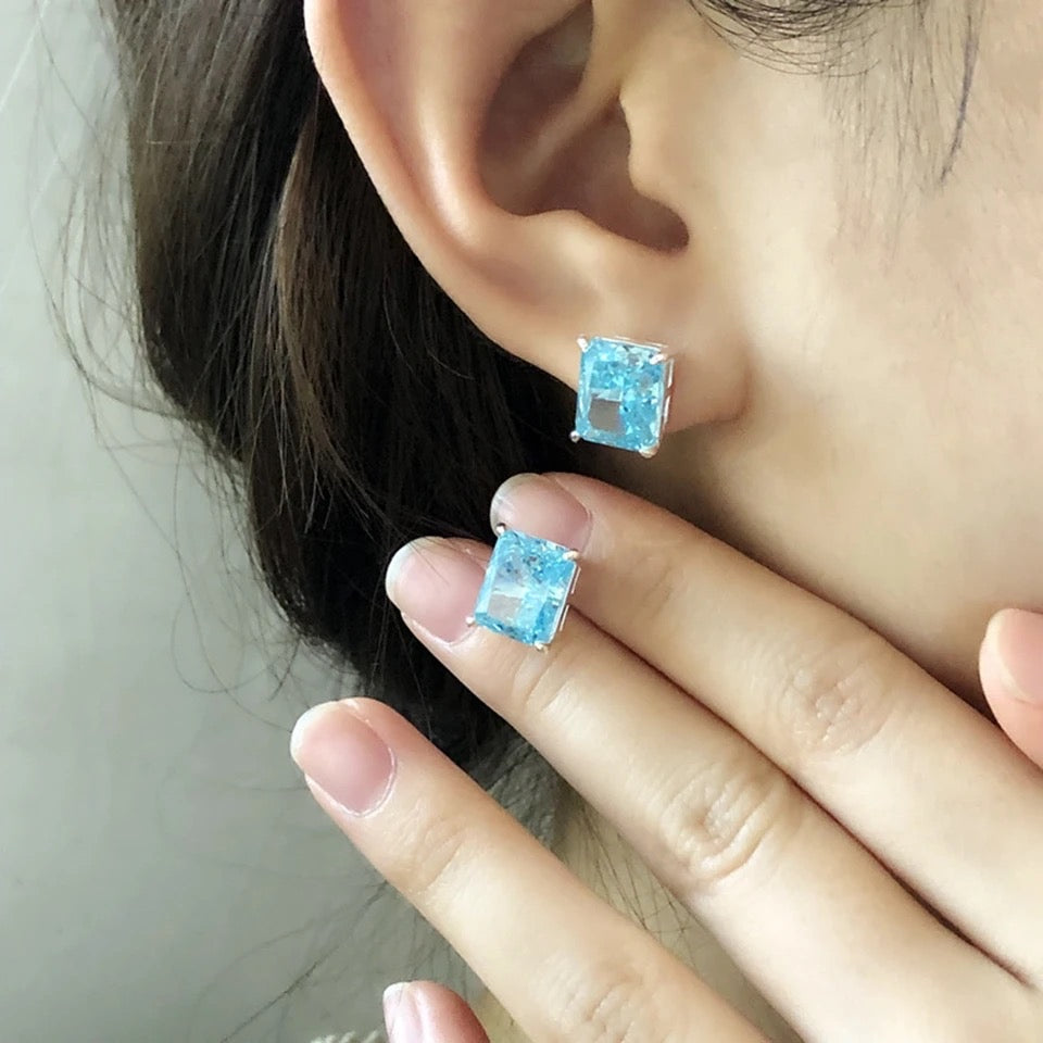 ICED OUT MOISSANITE "COLORSARLI" WEISSGOLD 925S SILVER OHRRINGE - ICERAIN JEWELRY