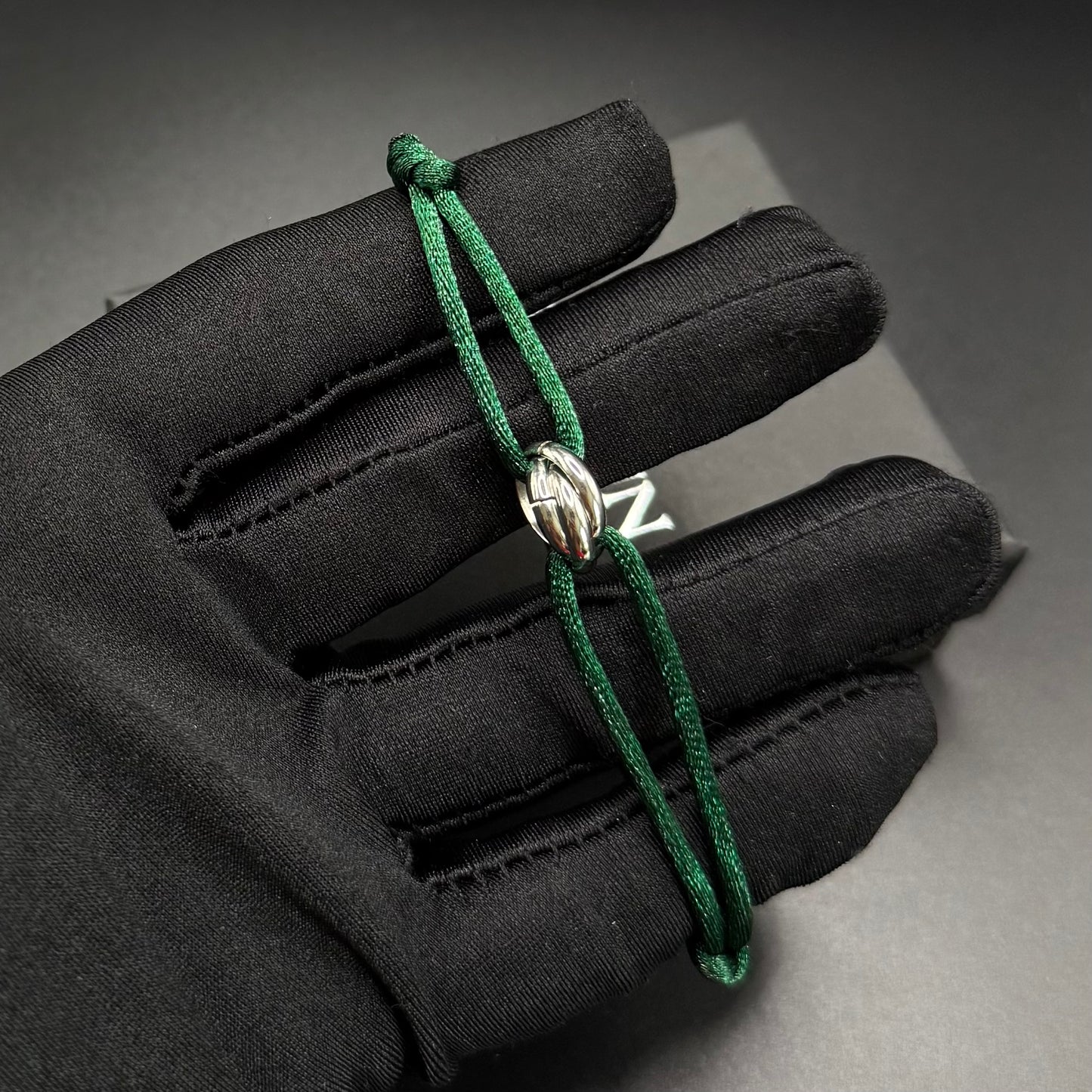 SALE | STOFF/EDELSTAHL "GREEN/SILVER TRICOLOR" ARMBAND - ICERAIN JEWELRY