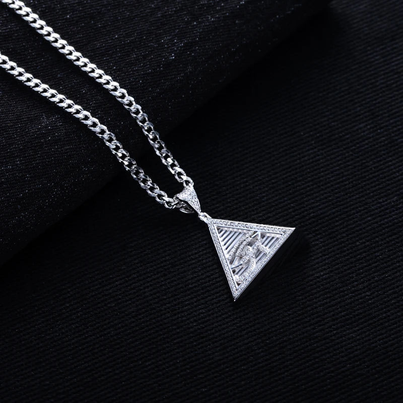 ICED OUT MOISSANITE "PYRAMID EYE" WEISSGOLD 925S SILVER KETTE - ICERAIN JEWELRY