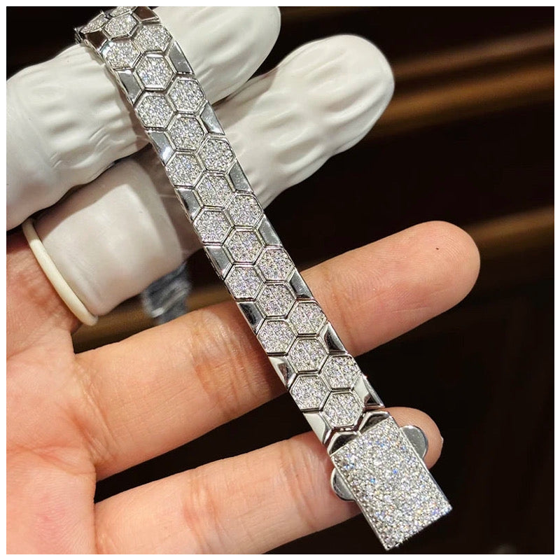 ICED OUT MOISSANITE "SOCCER" WEISSGOLD 925S SILVER ARMBAND - ICERAIN JEWELRY