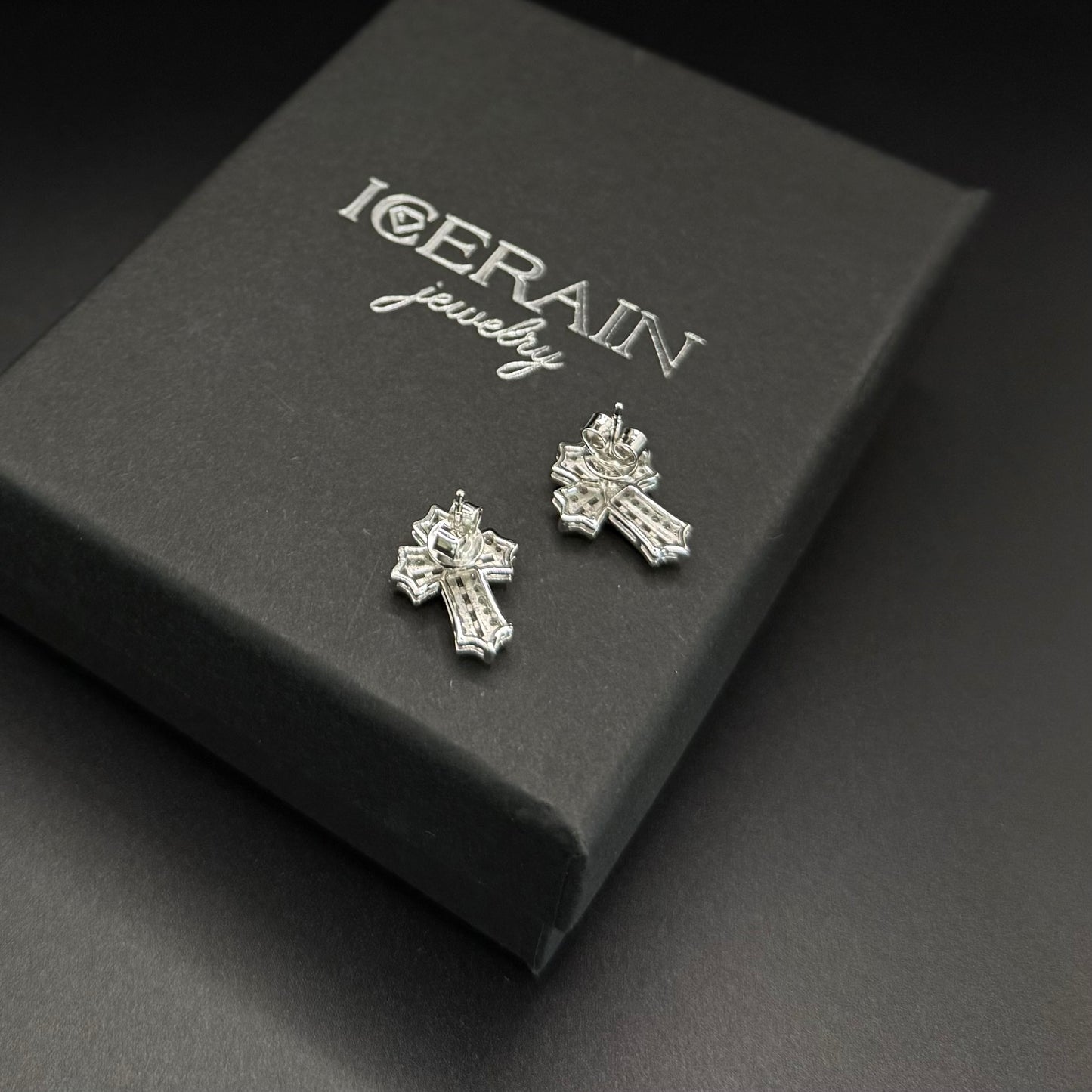 ICED OUT MOISSANITE "CROSS V2" WEISSGOLD 925S SILVER OHRRINGE - ICERAIN JEWELRY