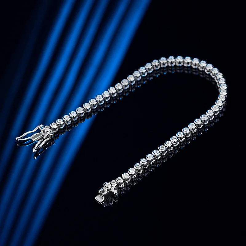 ICED OUT 2MM MOISSANITE "RONDARIO" WEISSGOLD 925S SILVER ARMBAND - ICERAIN JEWELRY