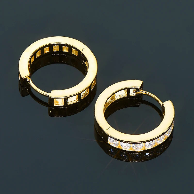 ICED OUT MOISSANITE "GOLD CREOLES" WEISSGOLD 925S SILVER OHRRINGE - ICERAIN JEWELRY