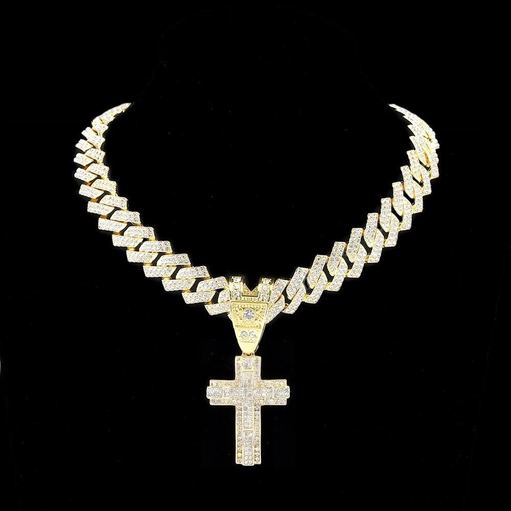 ICED OUT "GOLD PRONG CUBAN CROSS" KETTE - ICERAIN JEWELRY