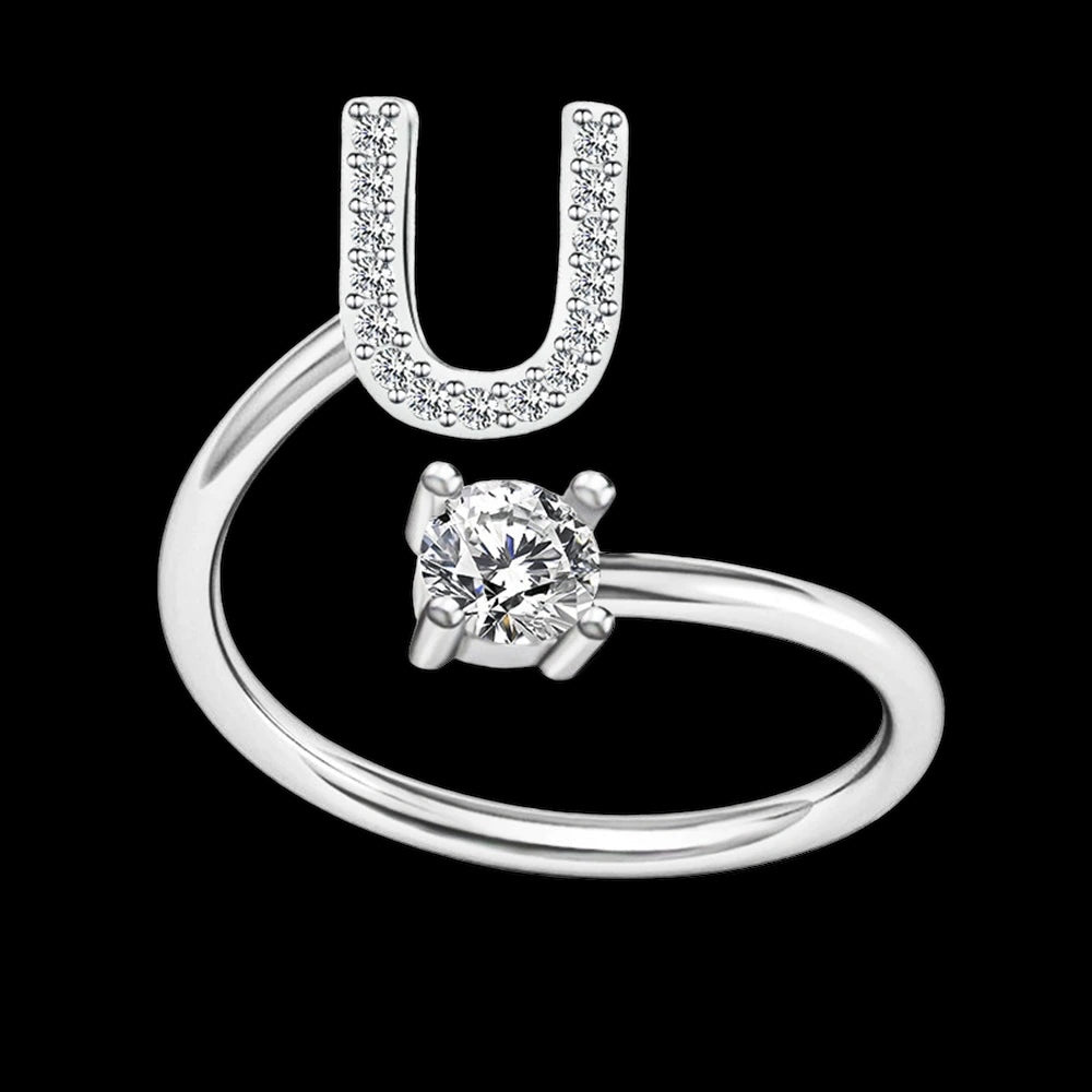 PERSONALISIERTER ICED OUT ANFANGSBUCHSTABEN "NOZZE" RING