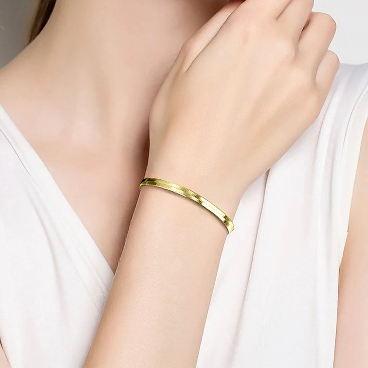 925S SILVER 18K GOLD "HERRINGBONE" ARMBAND - ICERAIN JEWELRY