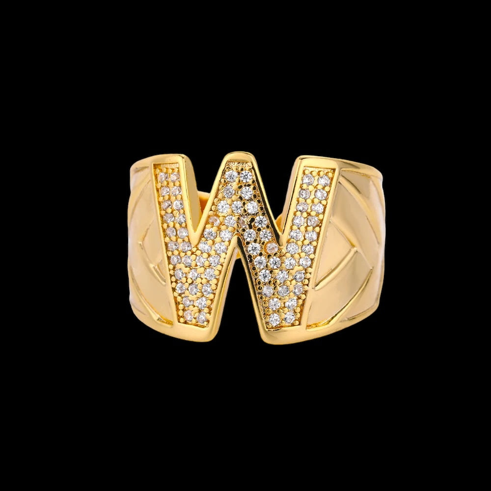 PERSONALISIERTER ICED OUT ANFANGSBUCHSTABEN "RONUS" RING