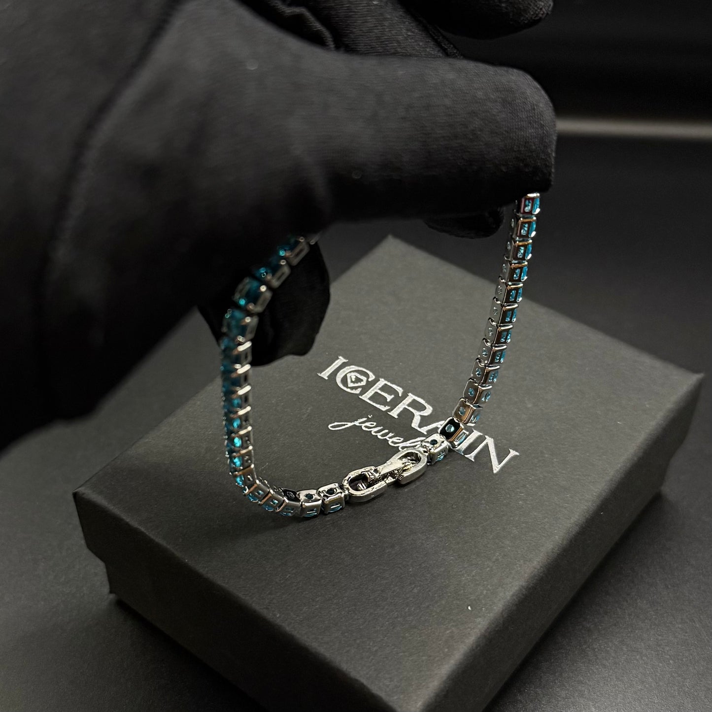 ICED OUT 4MM "SKYBLUE TENNIS" ARMBAND - ICERAIN JEWELRY