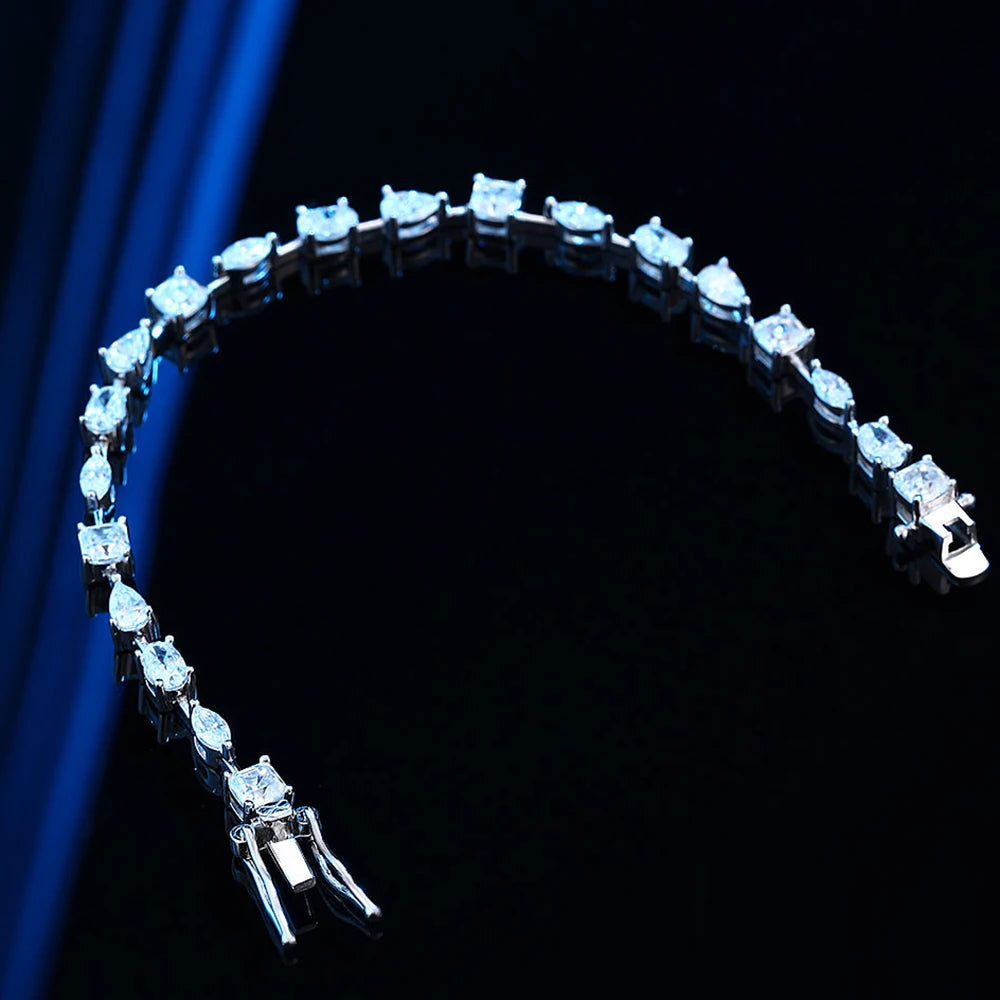 ICED OUT MOISSANITE "MIX" WEISSGOLD 925S SILVER ARMREIF - ICERAIN JEWELRY