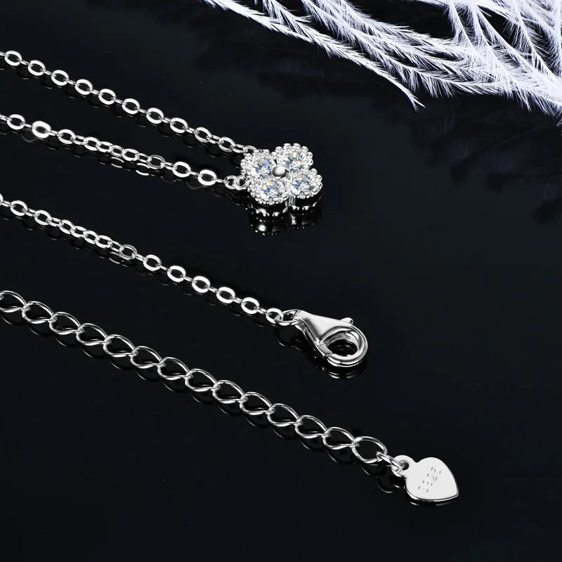 ICED OUT MOISSANITE 3-IN-1 "CLOVER" 925S SILVER SCHMUCKSET (HALSKETTE + ARMBAND + OHRRINGE) - ICERAIN JEWELRY