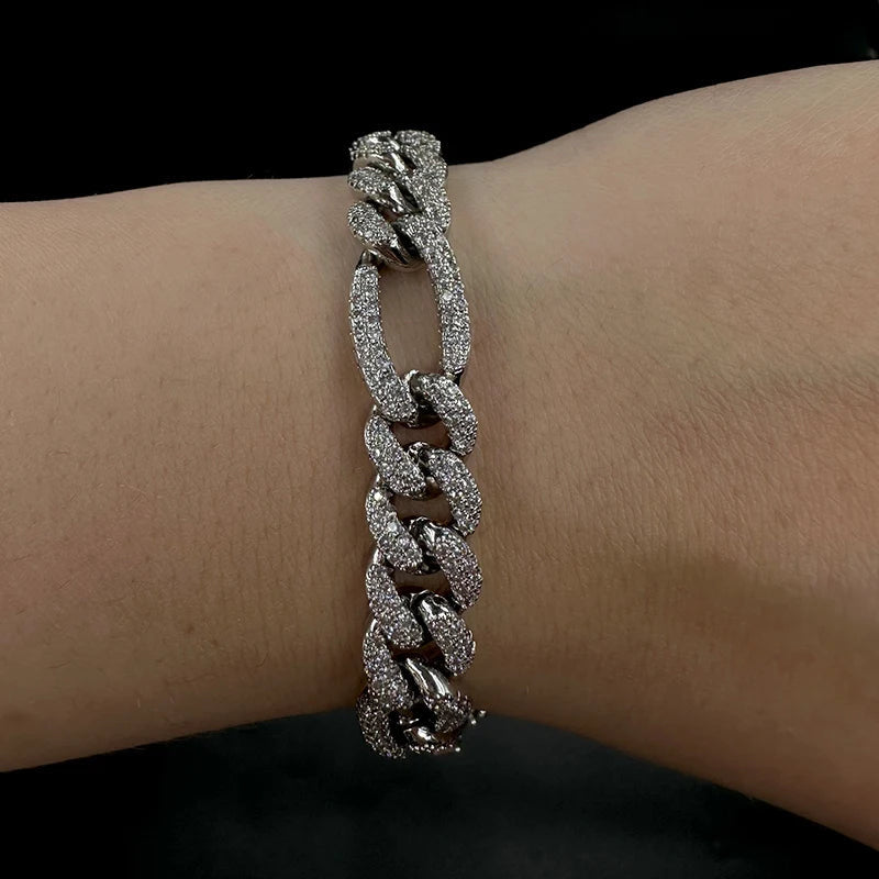 ICED OUT 10MM "FIGARO CUBAN" ARMBAND - ICERAIN JEWELRY