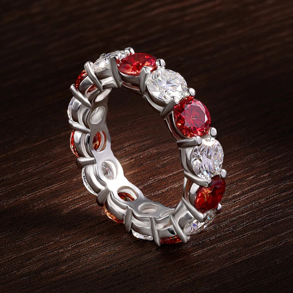 SALE | ICED OUT MOISSANITE GRÖSSE 8 "RED DRASILO" WEISSGOLD 925S SILVER RING - ICERAIN JEWELRY