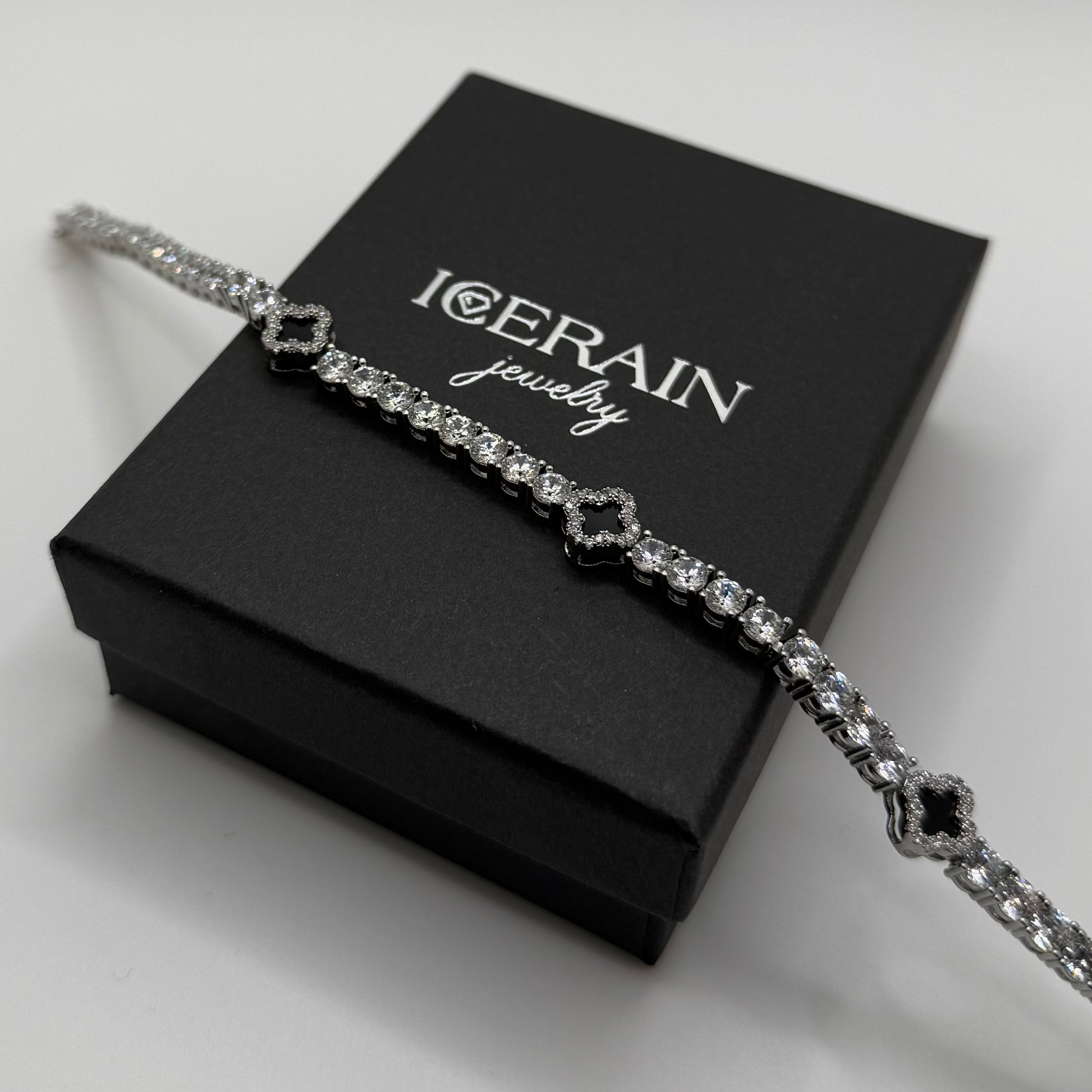 SALE | ICED OUT 23CM "BLACK CLOVER TENNIS" ARMBAND - ICERAIN JEWELRY