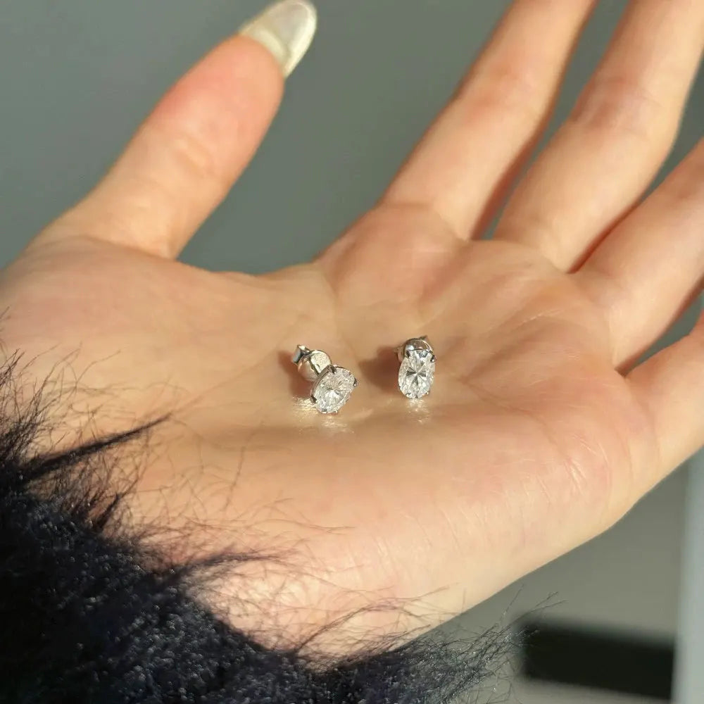 ICED OUT MOISSANITE "OVAL" WEISSGOLD 925S SILVER OHRRINGE - ICERAIN JEWELRY