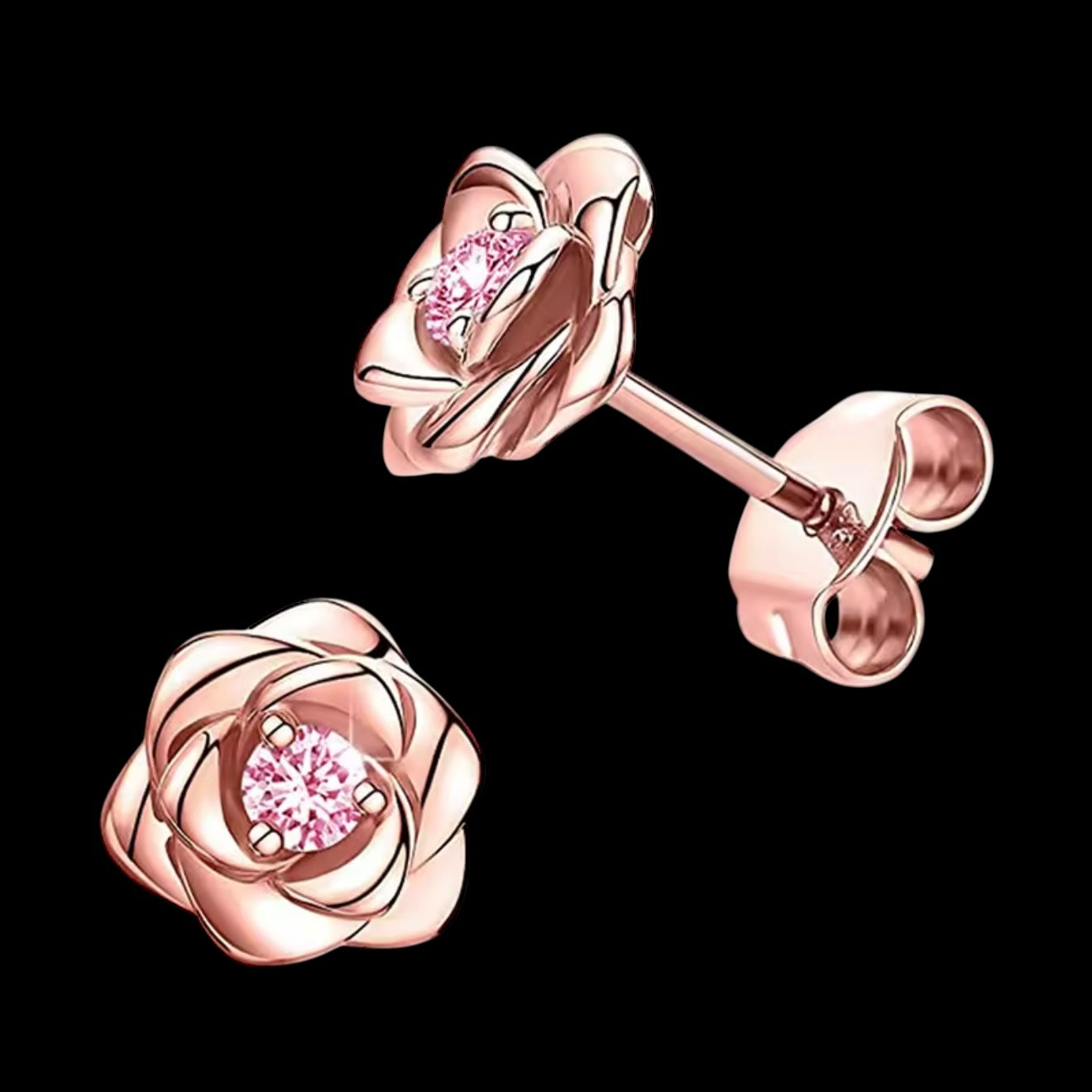 ICED OUT "ROSEGOLD/PINK ROSE" OHRRINGE - ICERAIN JEWELRY