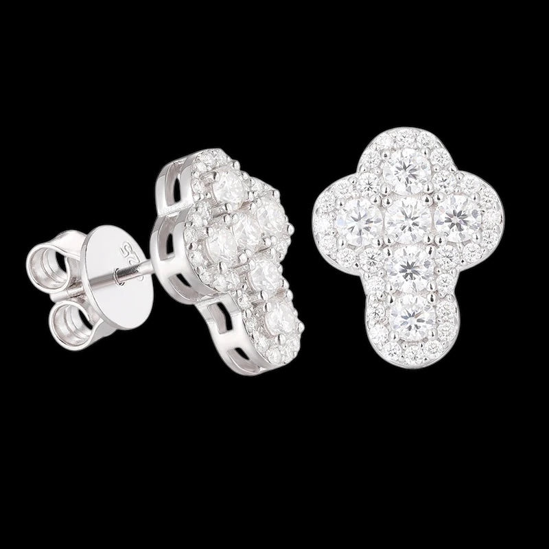 ICED OUT MOISSANITE "CROSS V5" WEISSGOLD 925S SILVER OHRRINGE - ICERAIN JEWELRY
