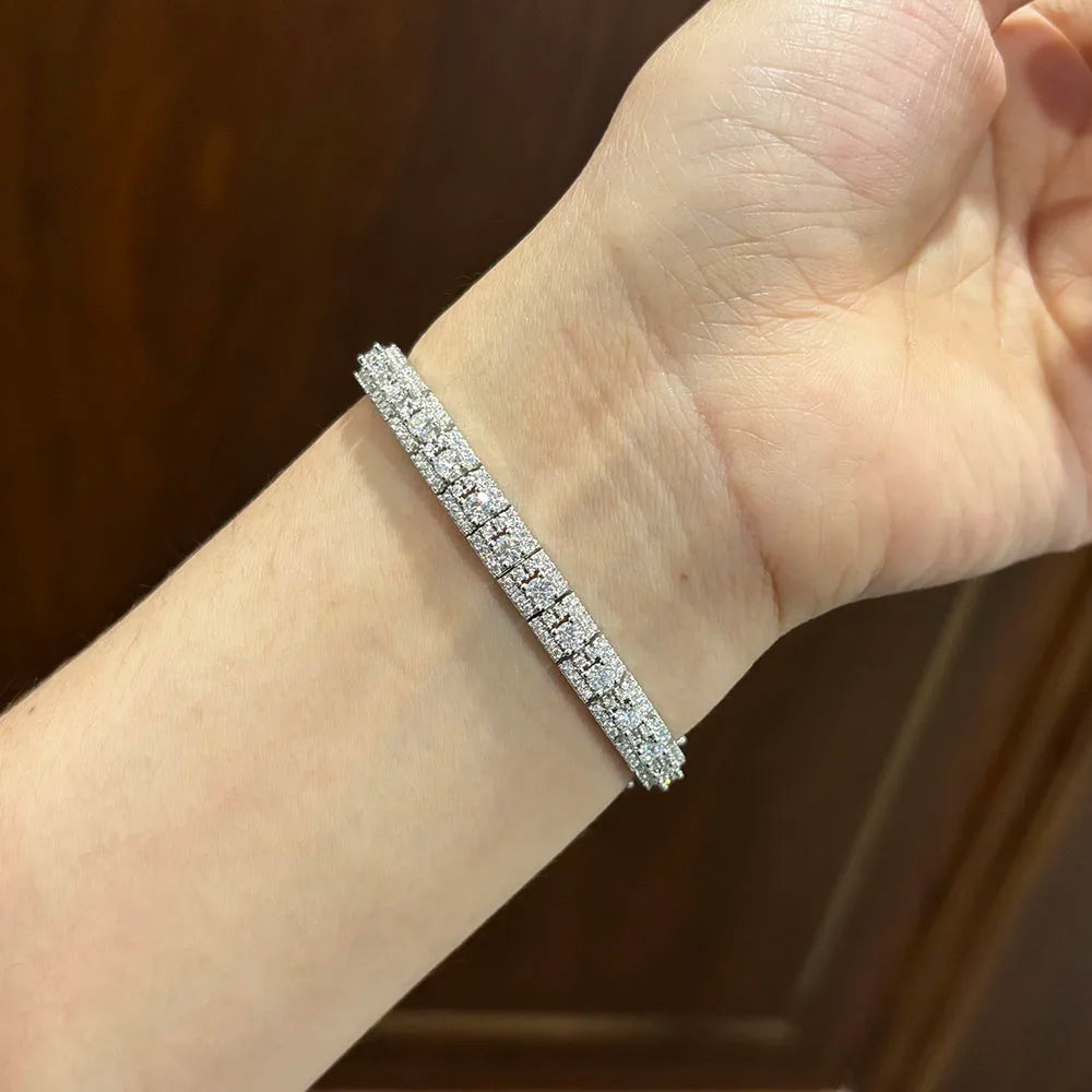 ICED OUT 3MM MOISSANITE "WETO" WEISSGOLD 925S SILVER ARMBAND - ICERAIN JEWELRY