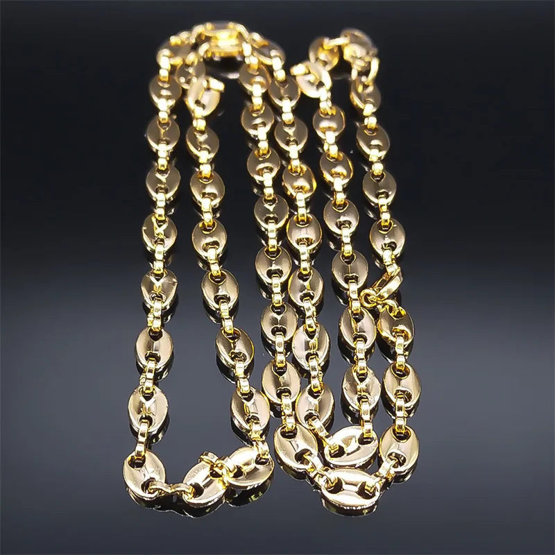 EDELSTAHL "GOLD BEANS" KETTE - ICERAIN JEWELRY