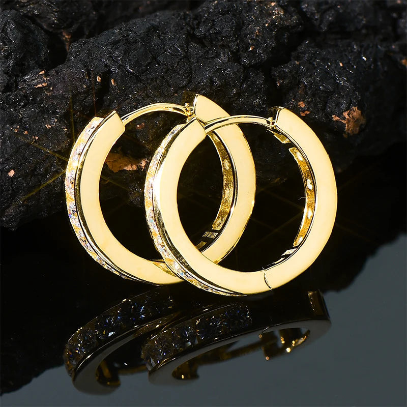 ICED OUT MOISSANITE "GOLD CREOLES" WEISSGOLD 925S SILVER OHRRINGE - ICERAIN JEWELRY