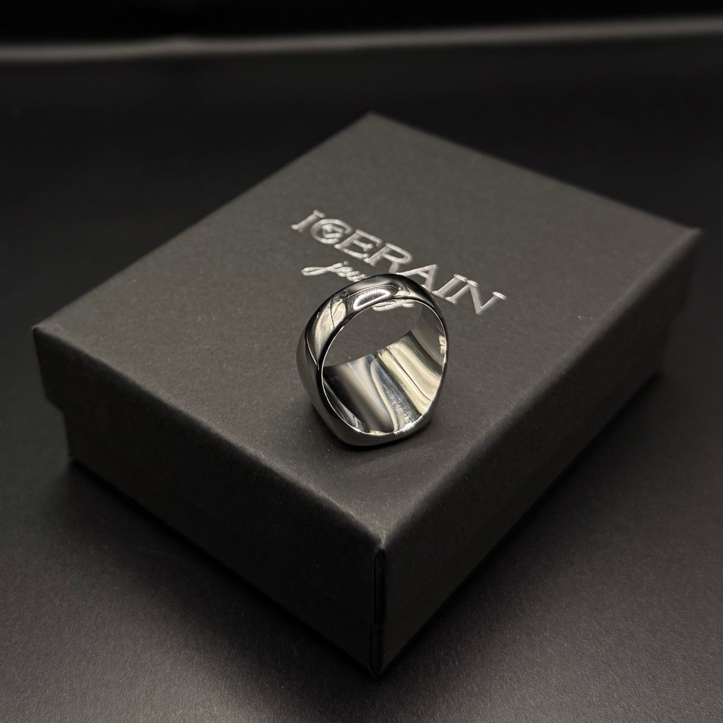 SALE | EDELSTAHL GRÖSSE 9 (19MM DURCHMESSER) "SIGNET" RING - ICERAIN JEWELRY