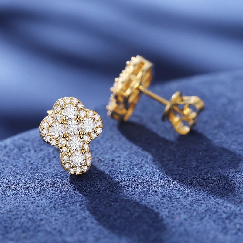 ICED OUT MOISSANITE "CROSS V5" WEISSGOLD 925S SILVER OHRRINGE - ICERAIN JEWELRY