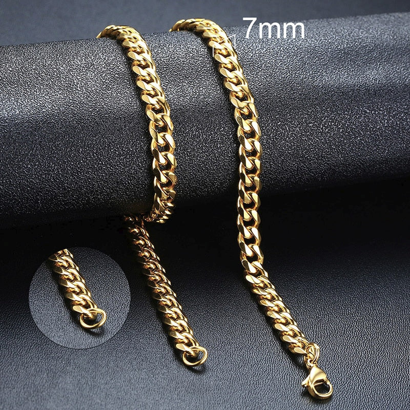 SALE | EDELSTAHL 3MM 45CM "GOLD CUBAN" KETTE - ICERAIN JEWELRY