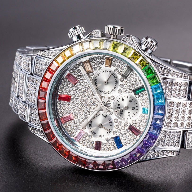 Luxus Designer Iced Out "Sollini" Uhr + Box + Armbandkürzer - ICERAIN JEWELRY