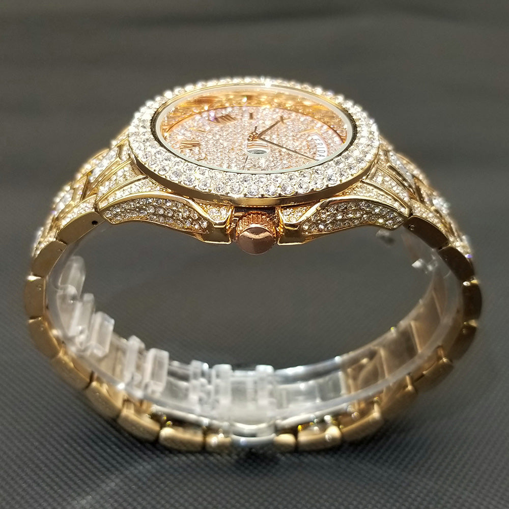 SALE | ICED OUT "ROSEGOLD PARAMONE" UHR - ICERAIN JEWELRY