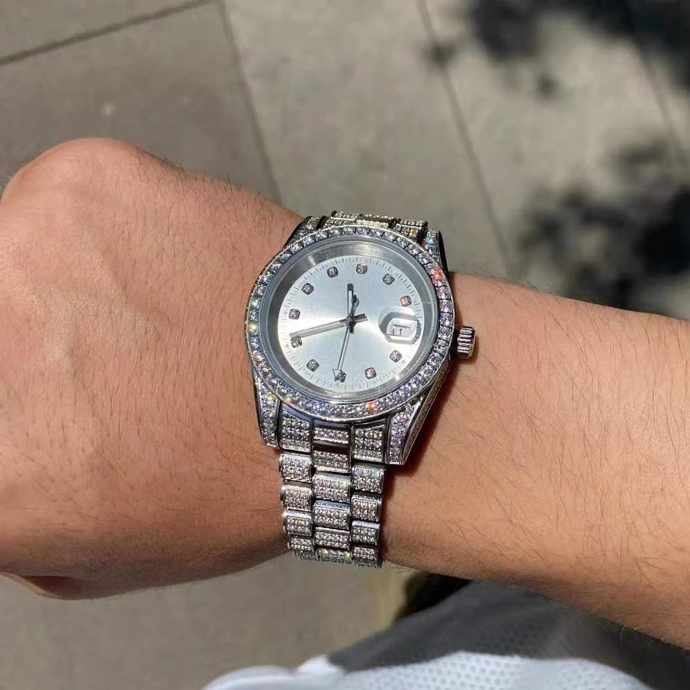 ICED OUT 40MM "COSAFIMA" 12K WEISSGOLD UHR - ICERAIN JEWELRY