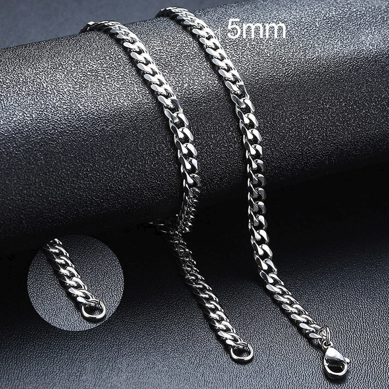 SALE | EDELSTAHL 7MM 55CM "SILVER CUBAN" KETTE - ICERAIN JEWELRY