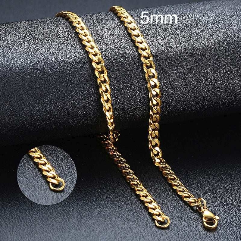 SALE | EDELSTAHL 3MM 45CM "GOLD CUBAN" KETTE - ICERAIN JEWELRY