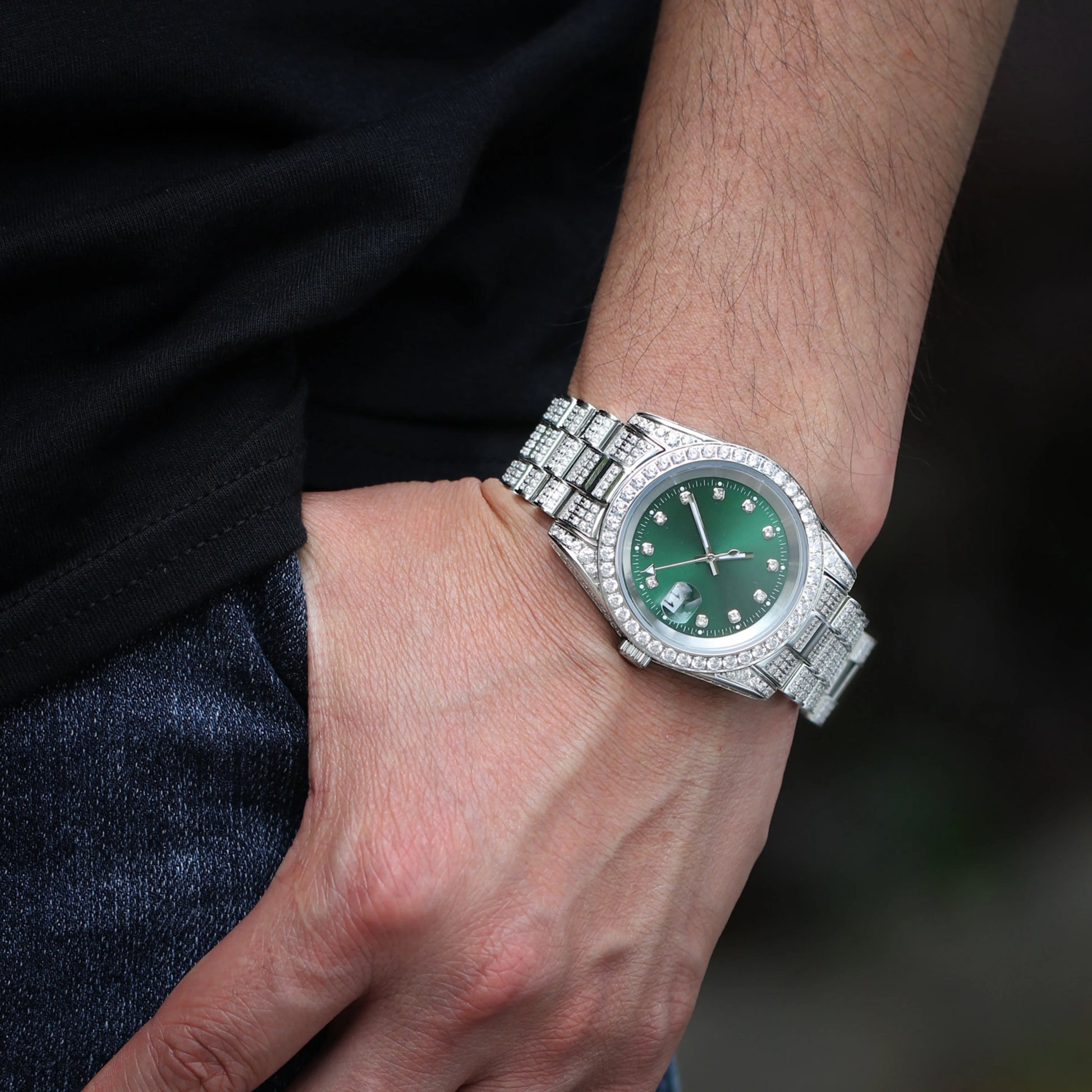 ICED OUT 40MM "COSAFIMA" 12K WEISSGOLD UHR - ICERAIN JEWELRY