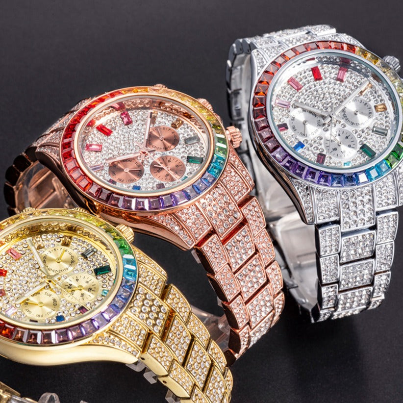 Luxus Designer Iced Out "Sollini" Uhr + Box + Armbandkürzer - ICERAIN JEWELRY